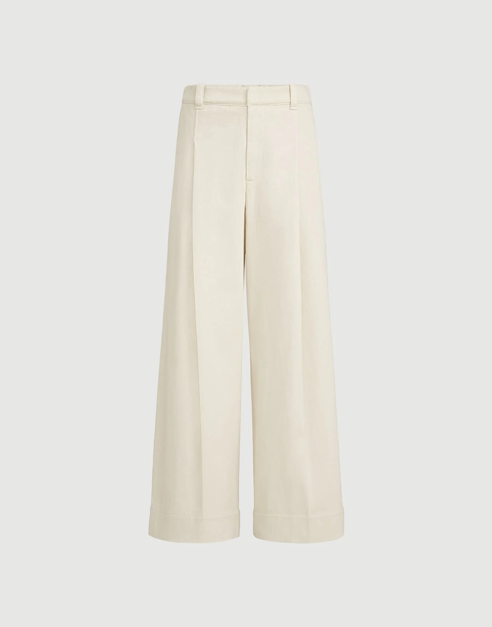 Stretch dyed denim pleated A-line trousers with monili - 1