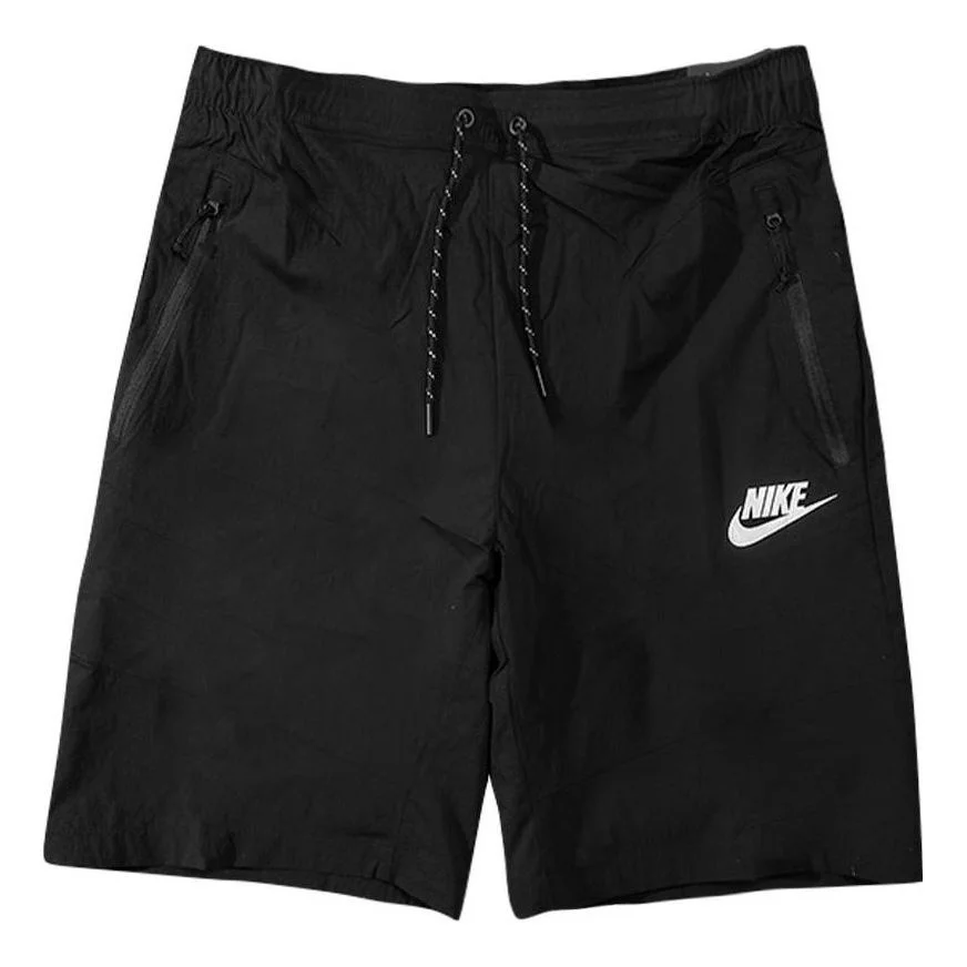 Men's Nike Solid Color Logo Printing Lacing Shorts Black 886805-010 - 1