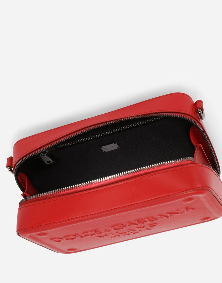 Calfskin crossbody bag with raised logo - 5