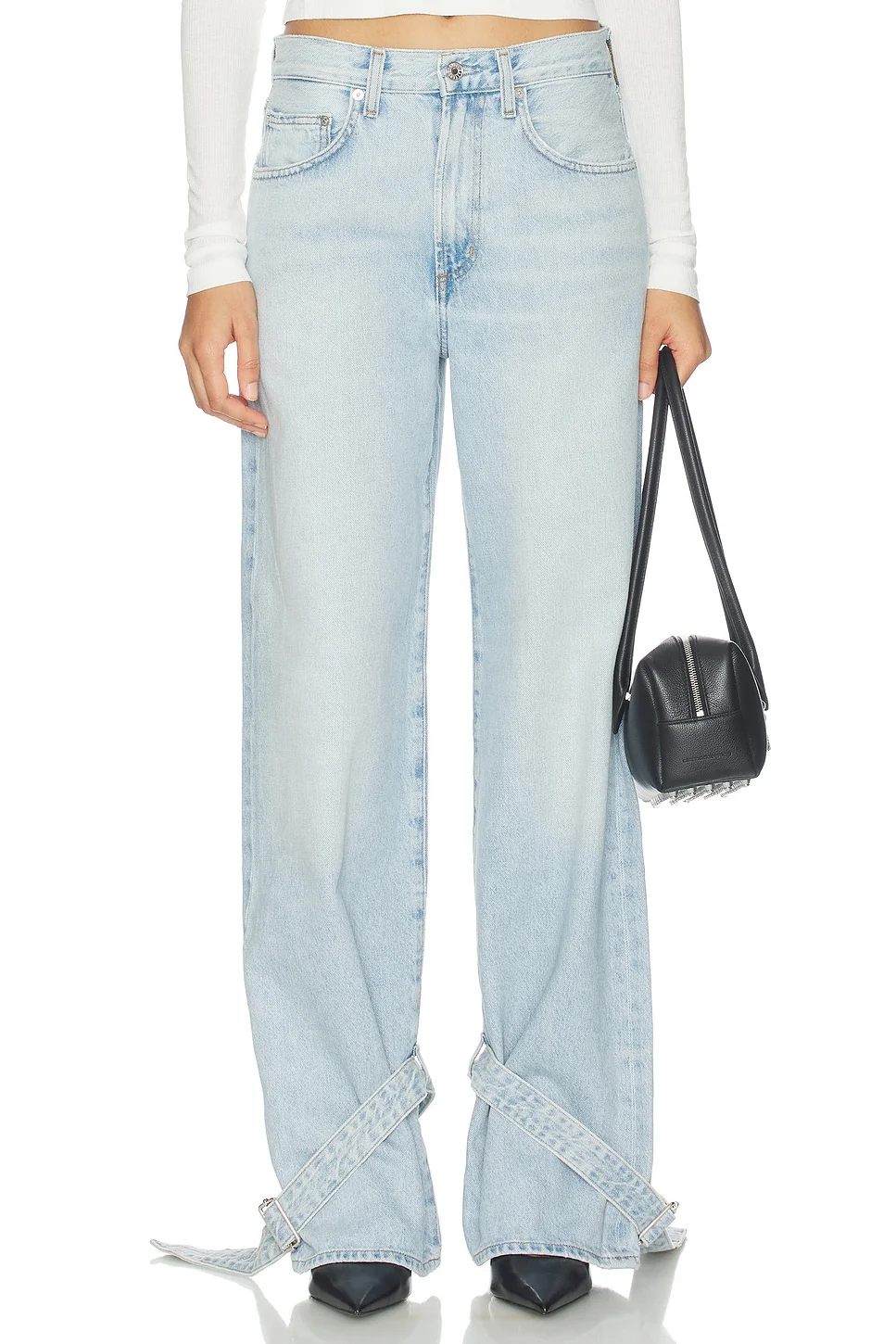 Cinched Hem Loose Taper Jeans - 1