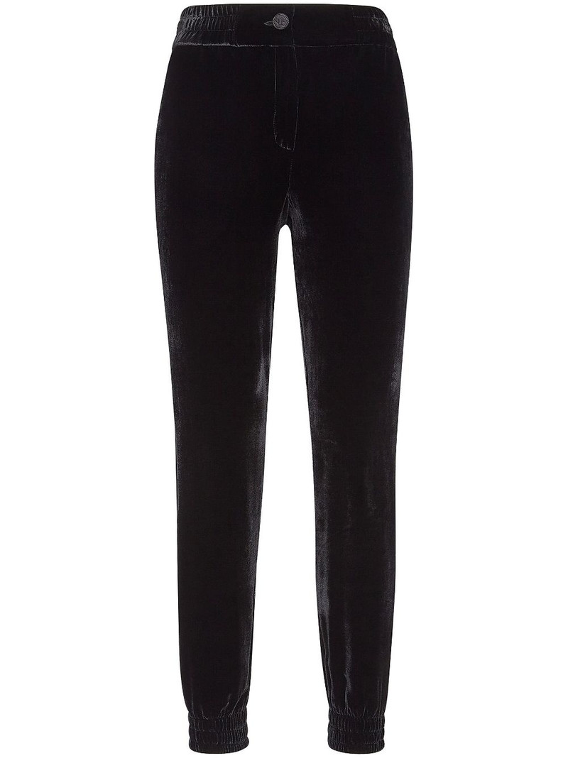 elasticated-waist velvet trousers 1