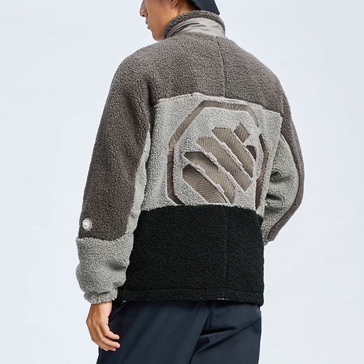 Li-Ning BadFive Logo Color Block Polar Fleece Jacket 'Grey' AFDR703-5 - 4