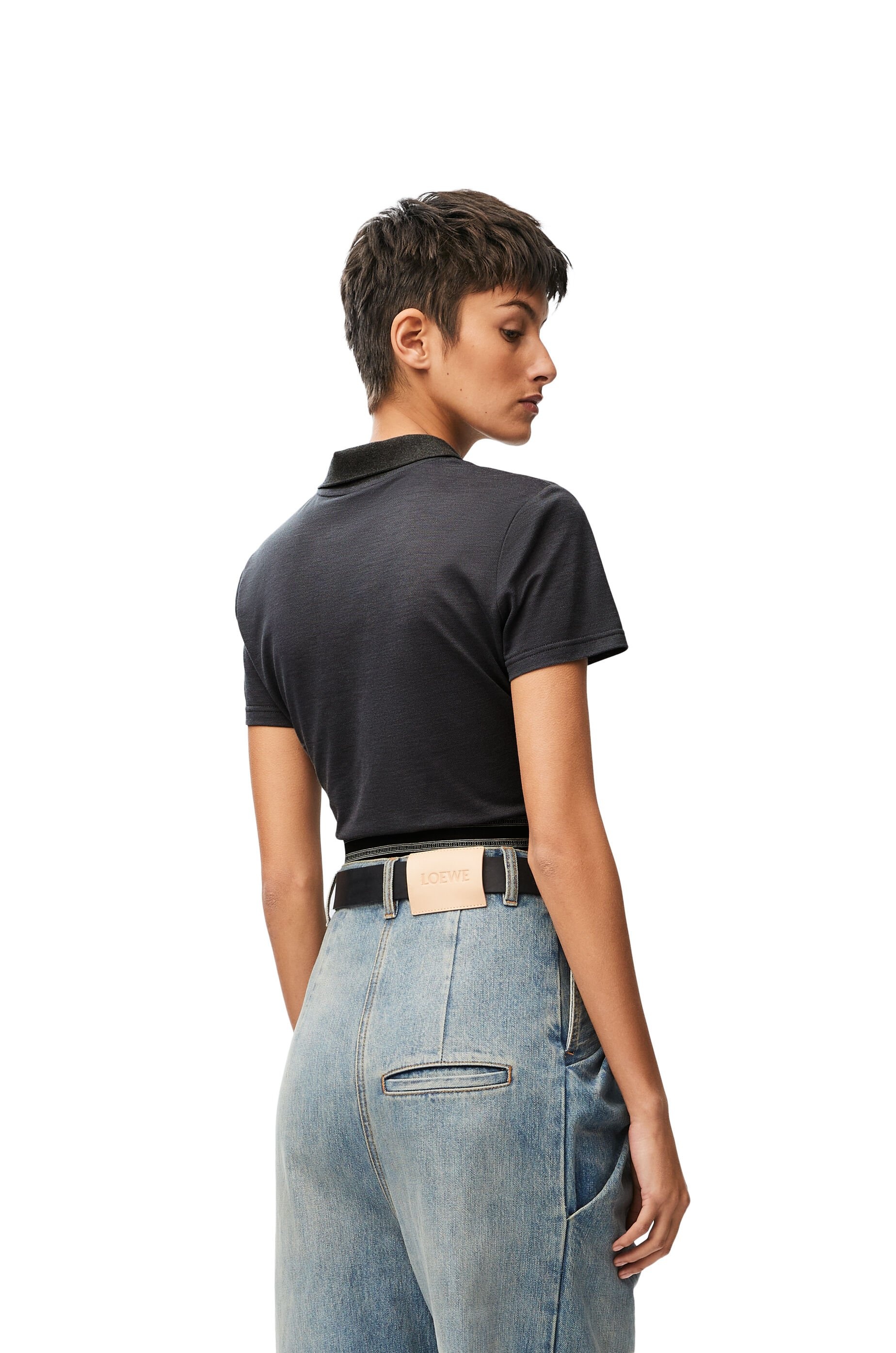 Cropped polo in silk and cotton - 4