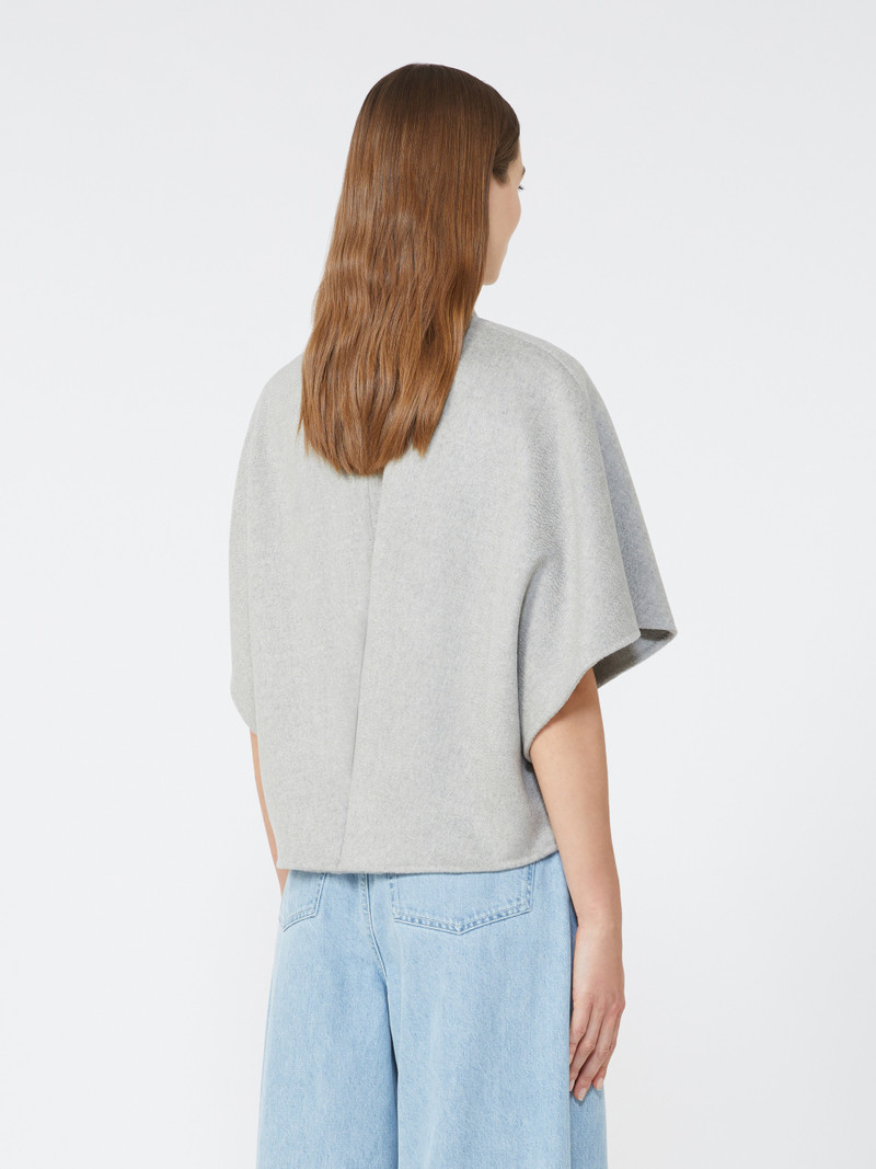 ANDALO Long cropped cape in cashmere drap 4