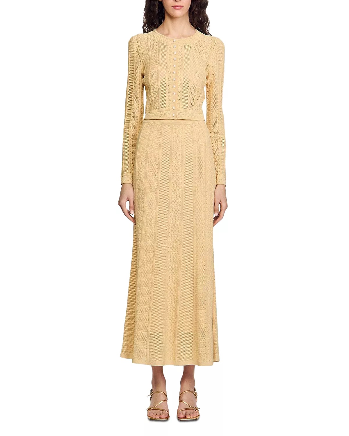 Pointelle Knit Maxi Skirt - 5