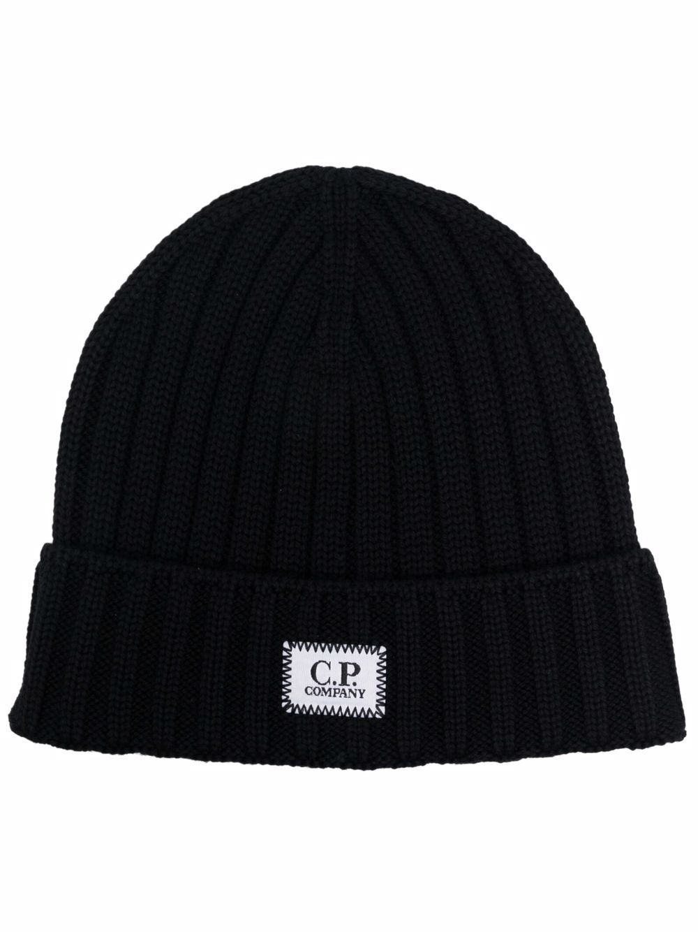 logo-patch knit beanie - 1