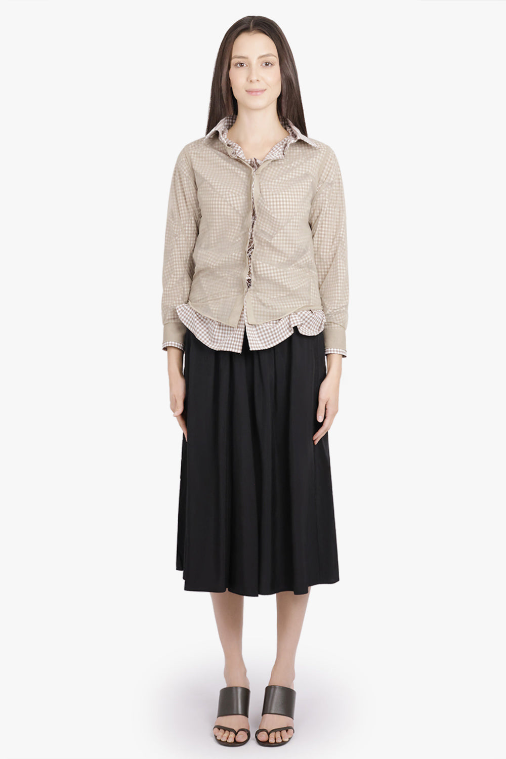 DECONSTRUCTED CUT OUT MIDI SKIRT | BLACK/BROWN - 4