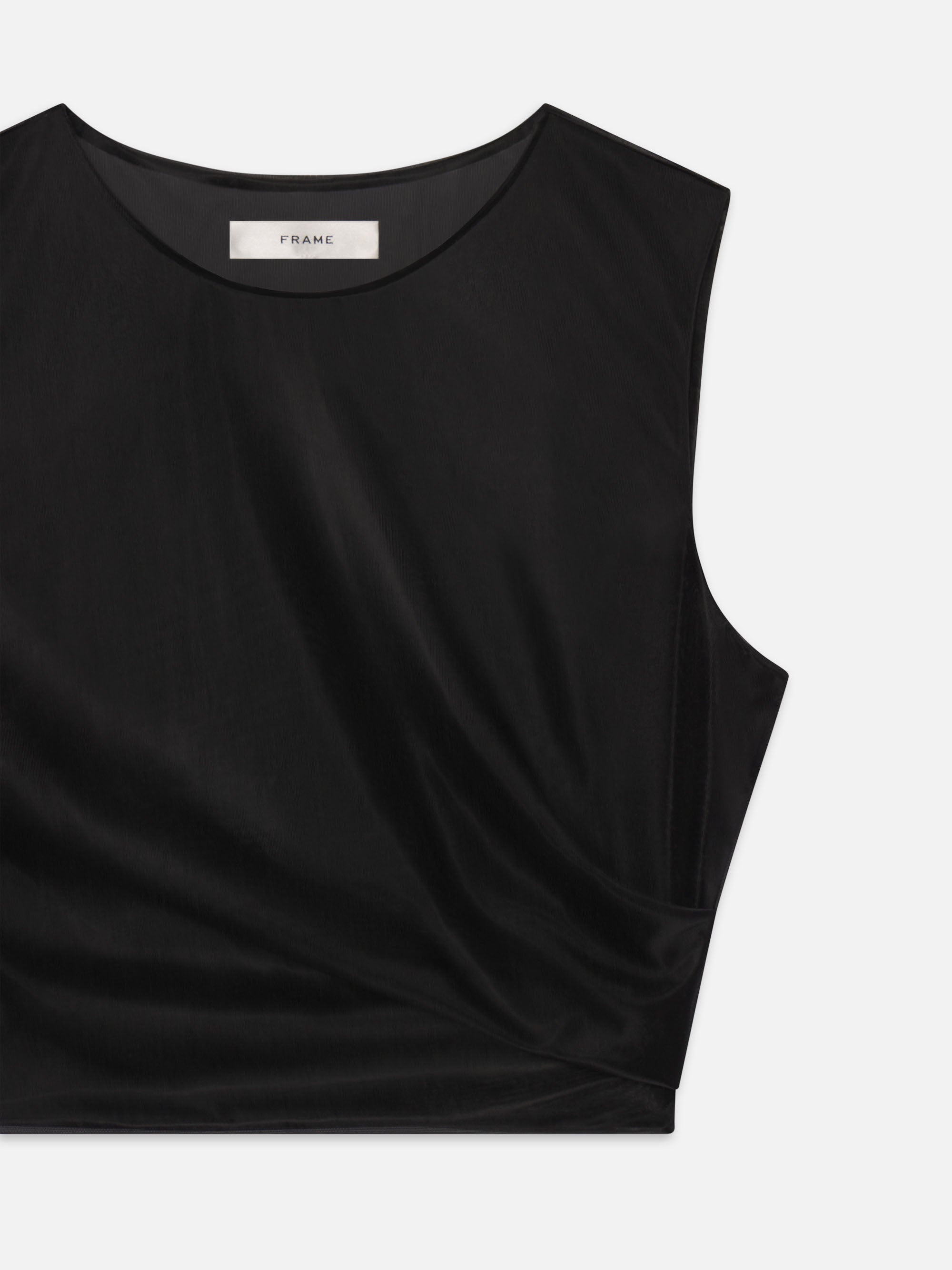 The Mesh Twist Tank in Black - 2