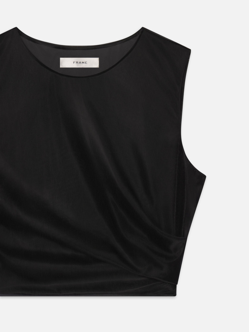 FRAME The Mesh Twist Tank in Black outlook