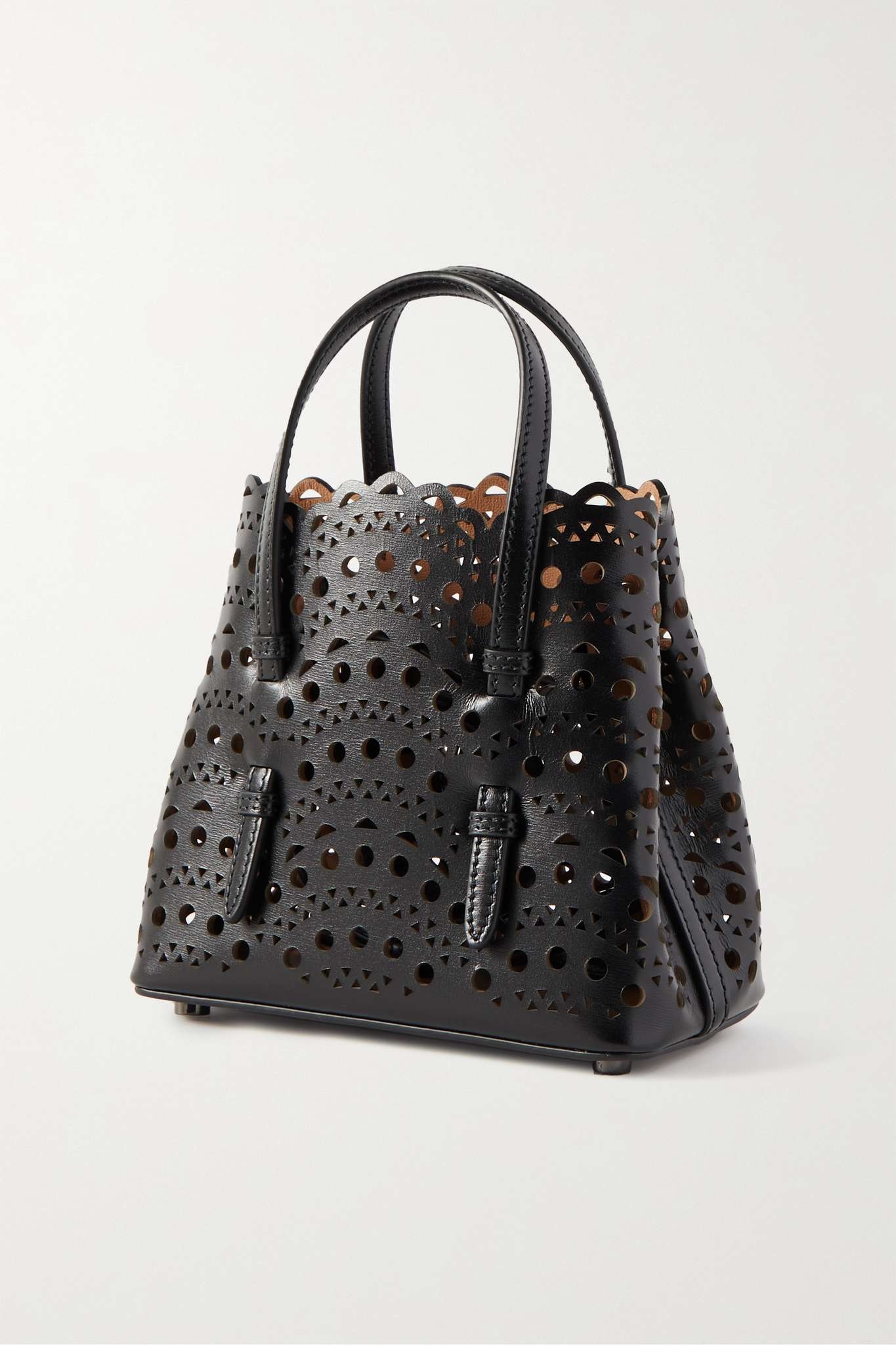 Mina micro laser-cut leather tote - 3