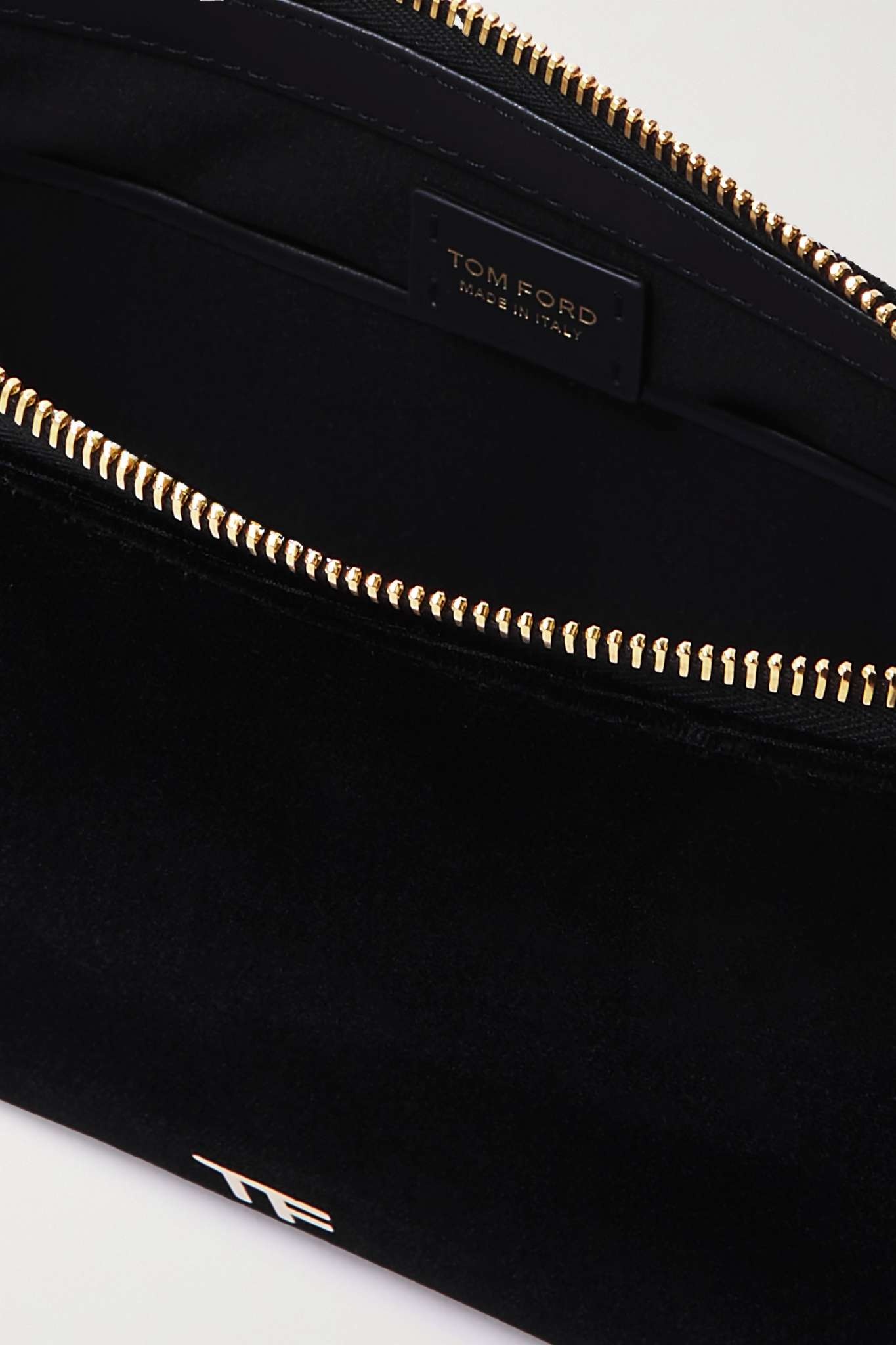 Carine leather-trimmed velvet clutch - 5