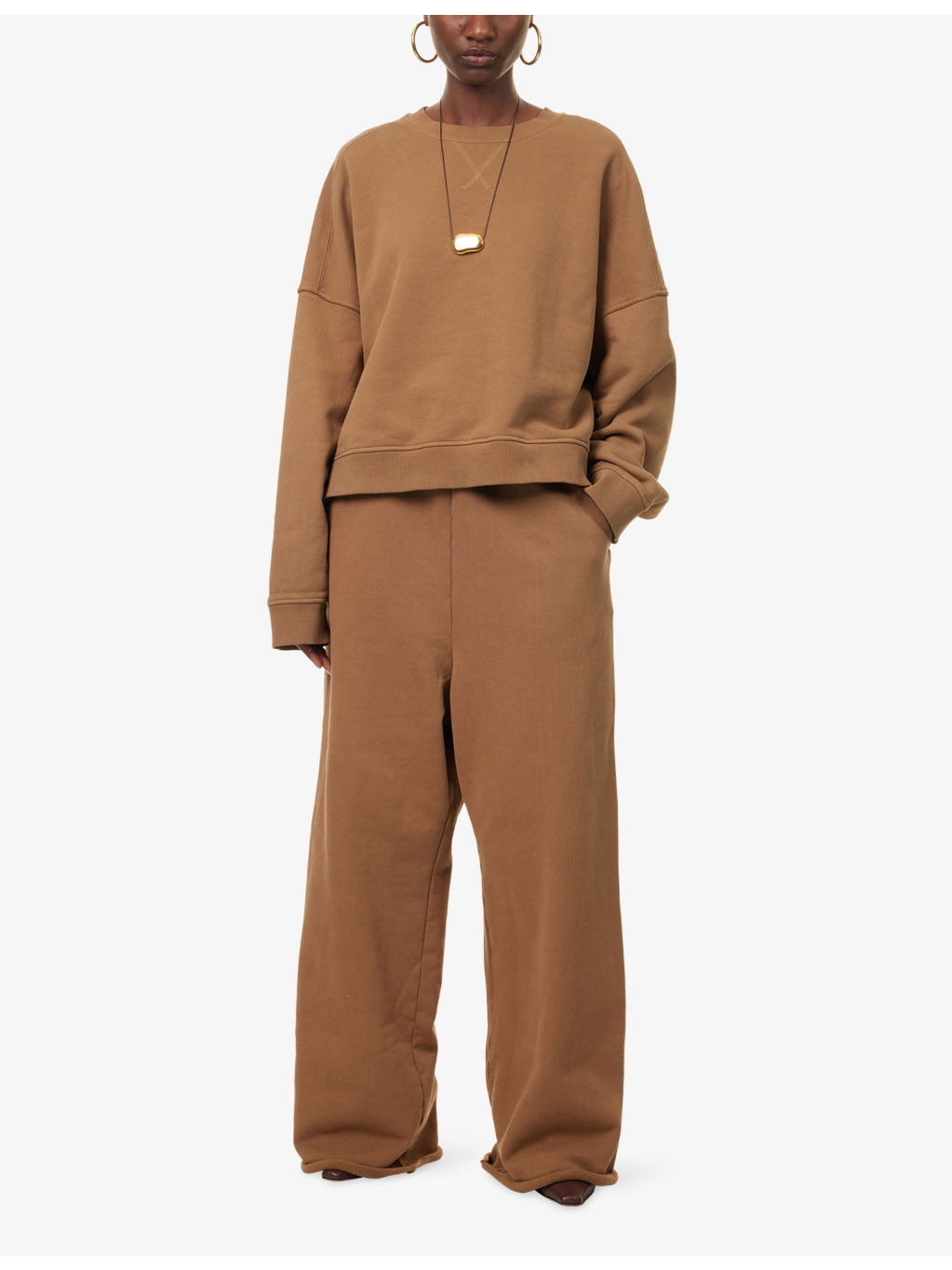 Full Wide-Leg Cotton-Jersey Jogging Bottoms - 2