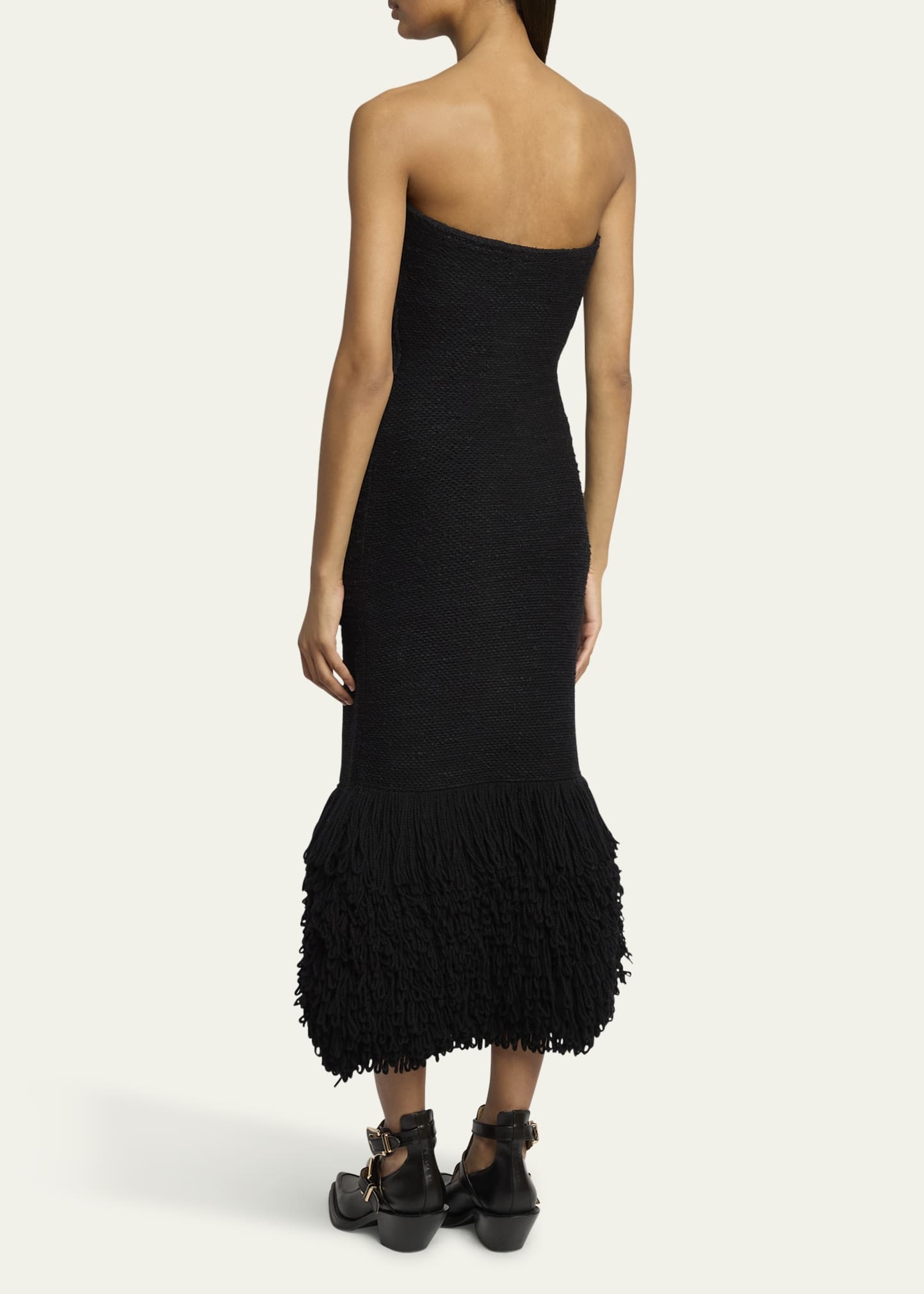 Corus Strapless Fringe Cashmere Maxi Dress - 3