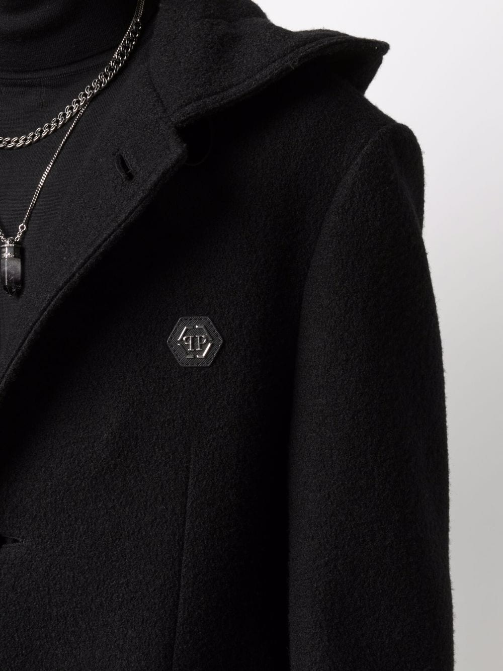 logo-patch mid-length coat - 5