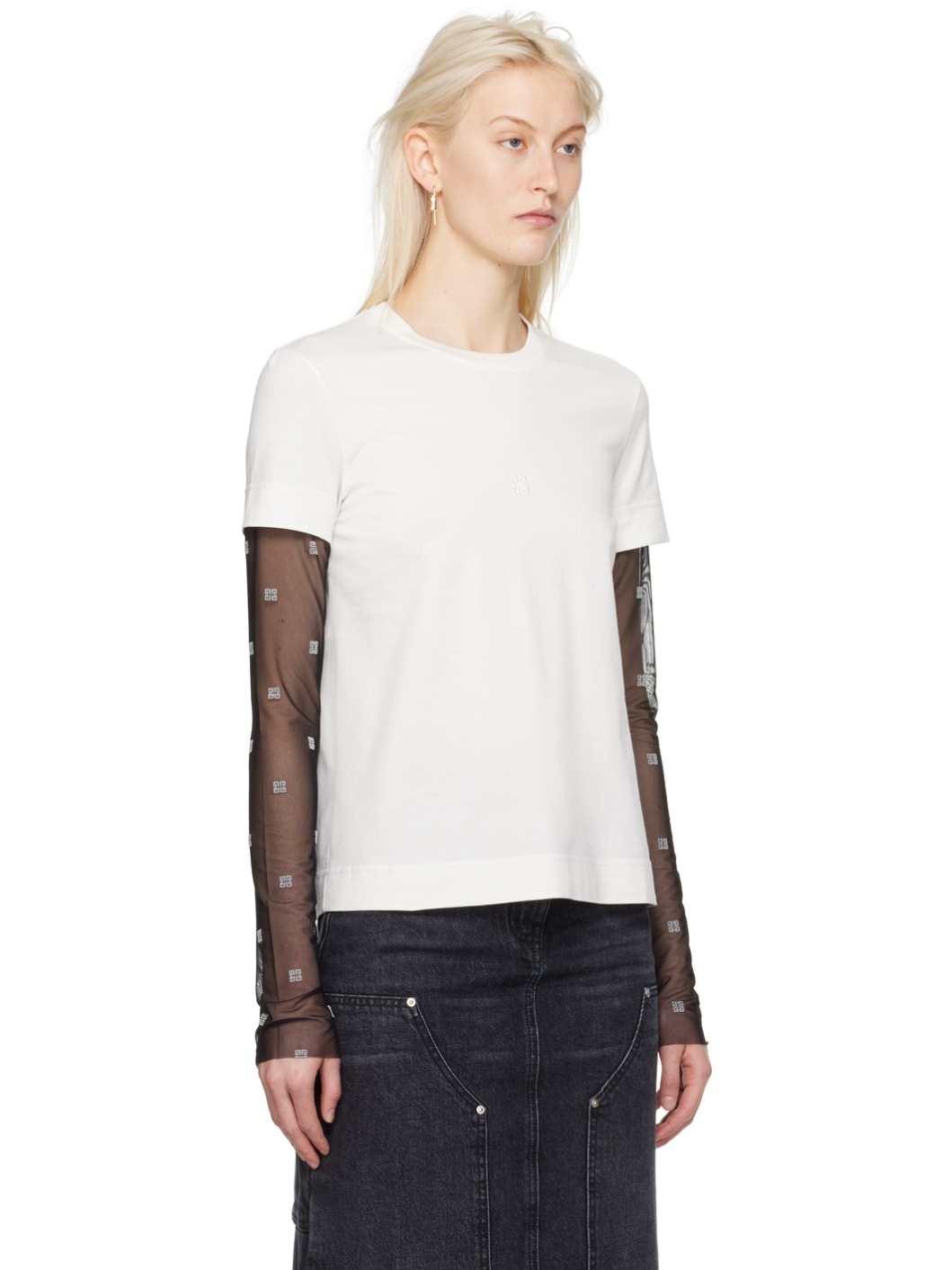 White & Black Layered Long Sleeve T-Shirt - 2