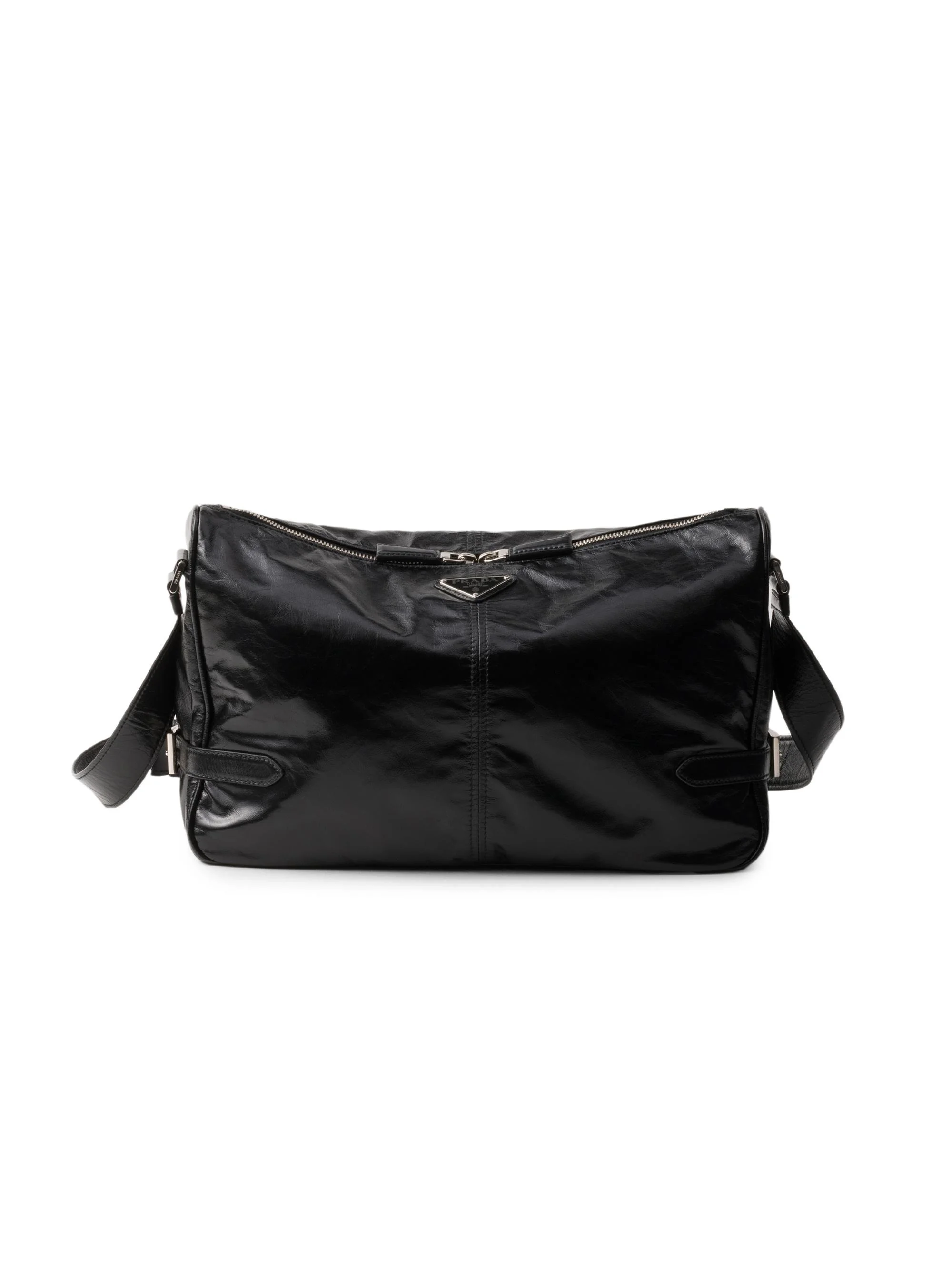 Men's Leather Shoulder Bag - Black - 1