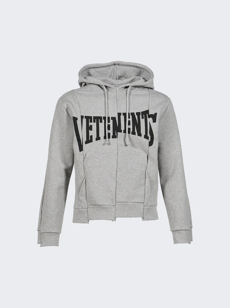 Cut-up Logo Fitted Hoodie Grey Melange 1