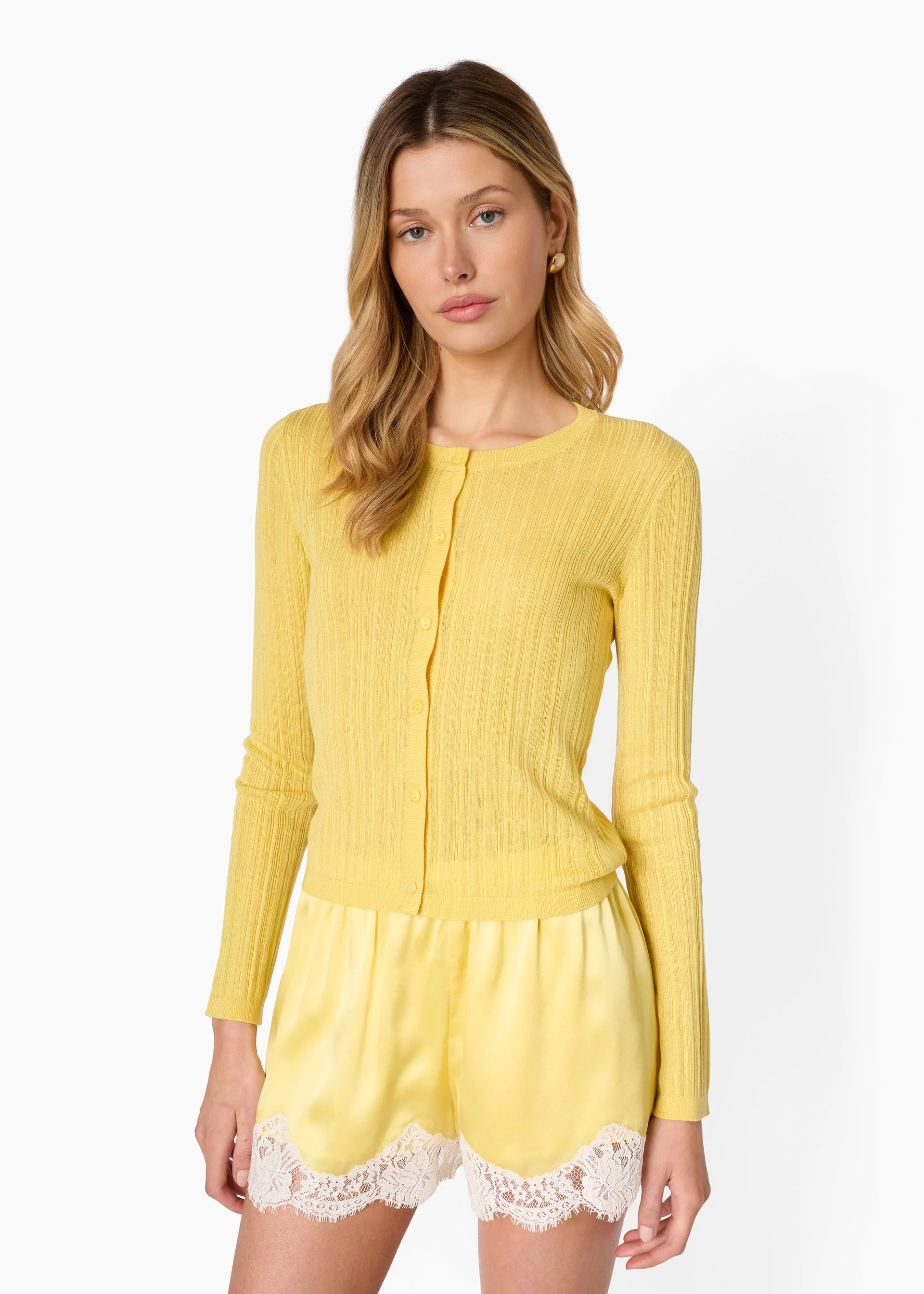MAURA LIGHTWEIGHT CARDIGAN CUSTARD - 1