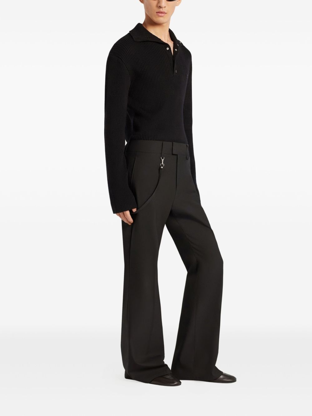 ribbed-knit polo sweater - 3