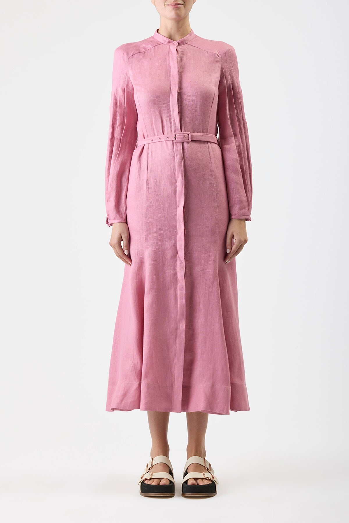 Lydia Dress with Slip in Rose Quartz Linen - 2