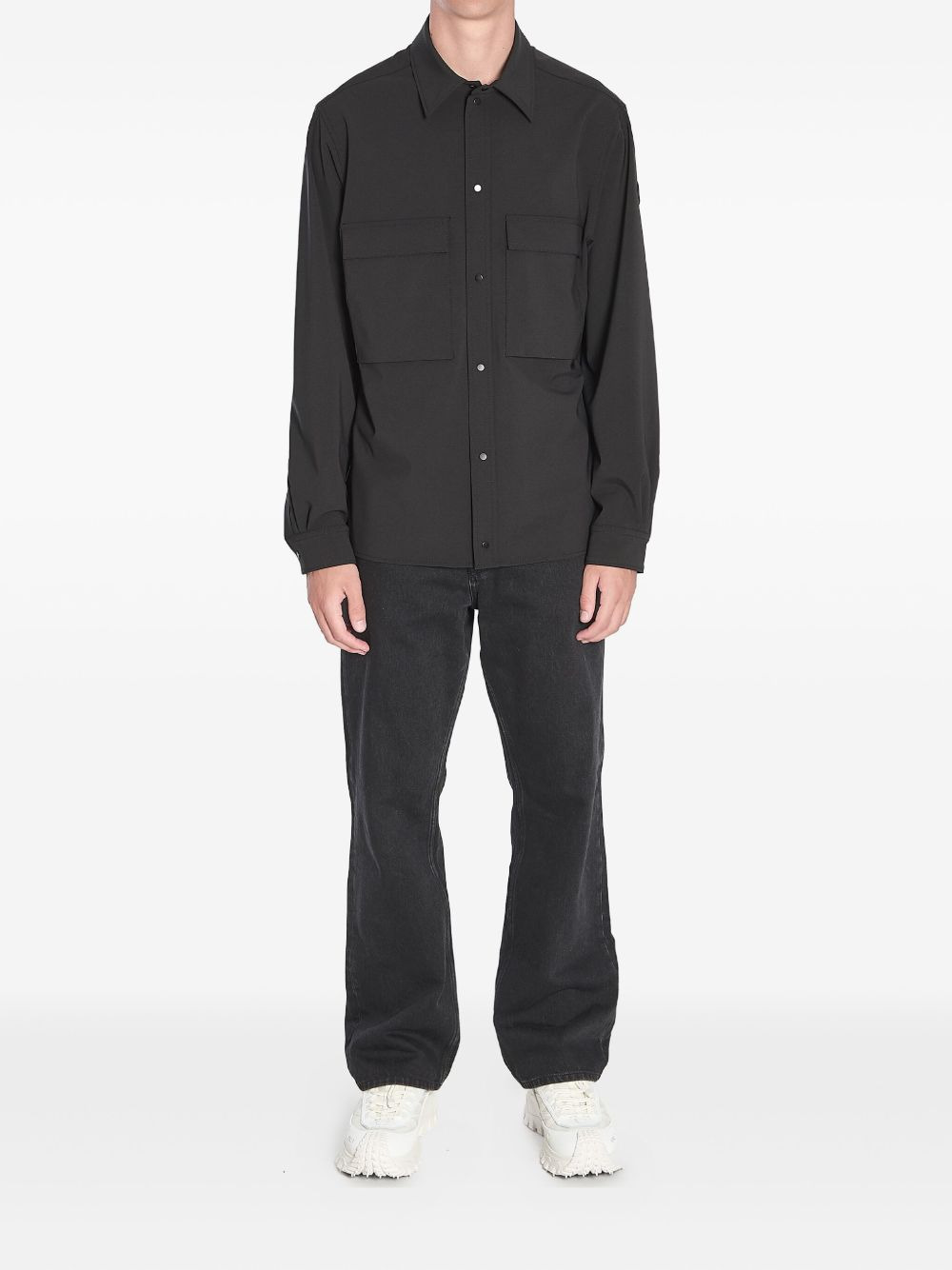 long-sleeve patch-pocket shirt - 2