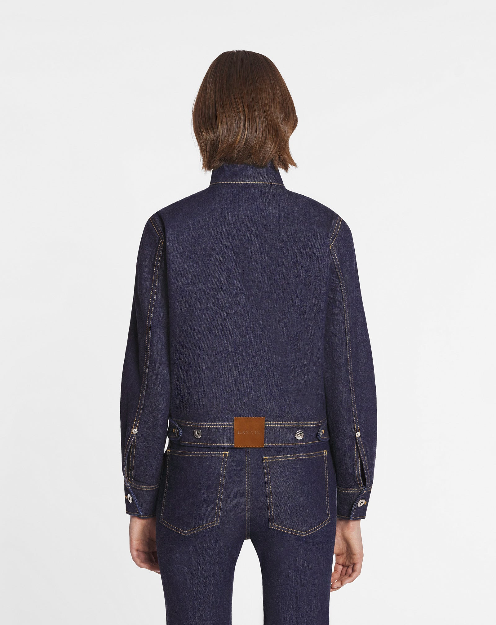 ASCOT COLLAR JACKET IN DENIM - 4