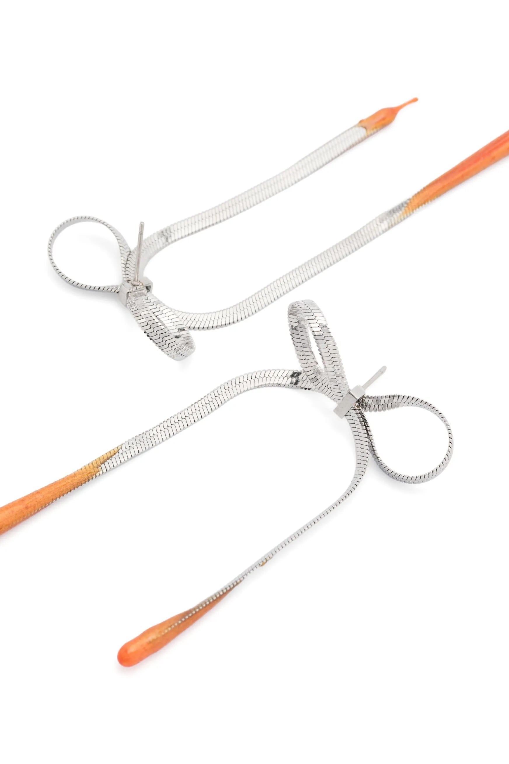 LACED BOW EARRINGS / SIL - 2