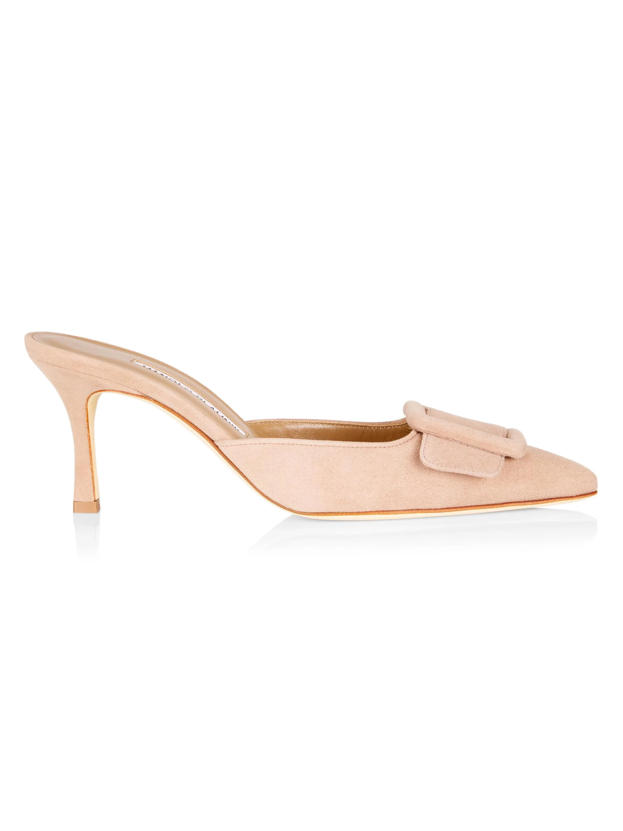 Women's Maysale 70MM Buckle Suede Mules - Beige - 1