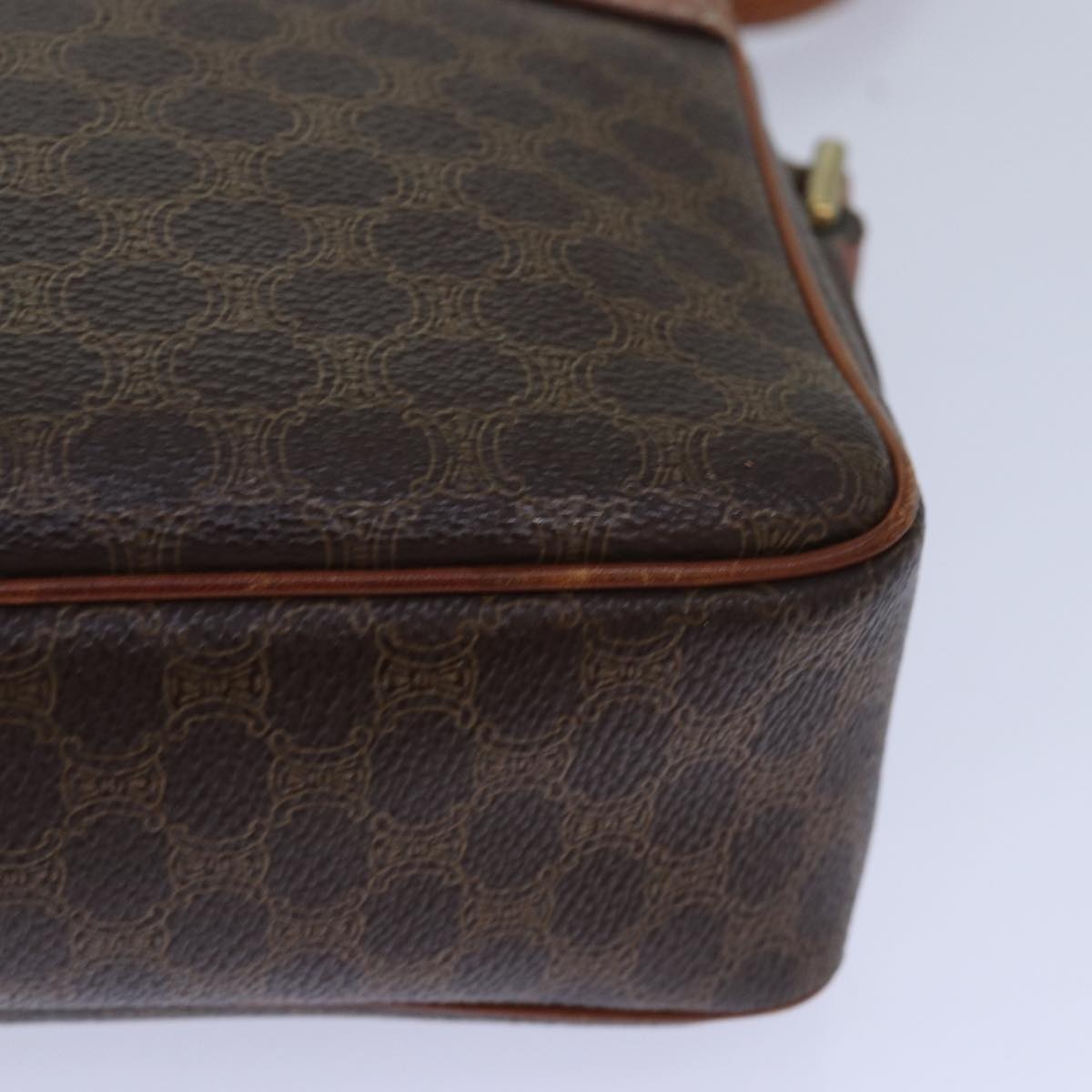 CELINE Macadam Canvas Shoulder Bag Pvc Leather Brown Gold - 11