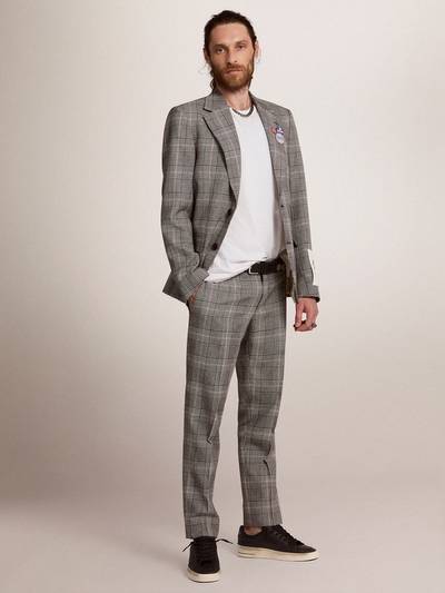 Golden Goose Men’s Golden Collection single-breasted blazer in gray and white Prince of Wales check outlook
