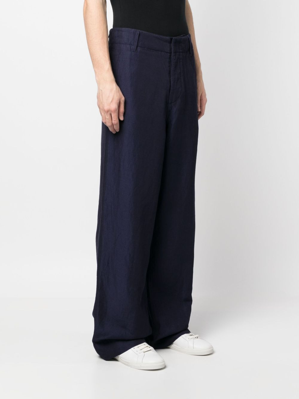 wide-leg linen-blend trousers - 3