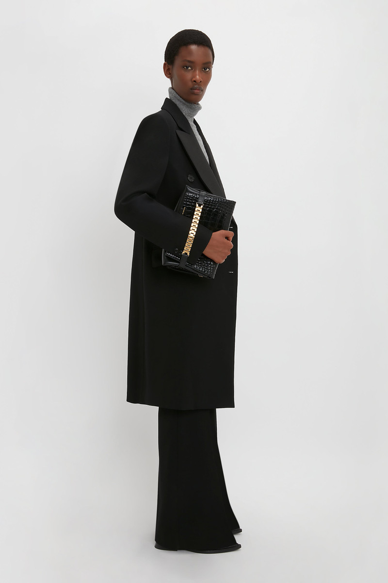 Double Breasted Tuxedo Coat in Black 7