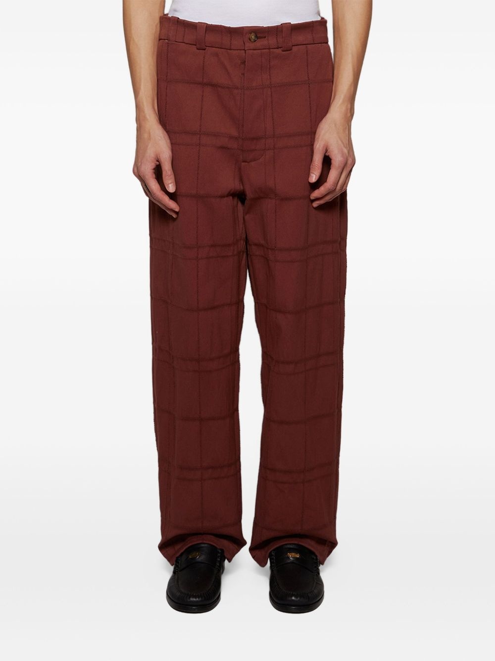 checked cotton trousers - 3