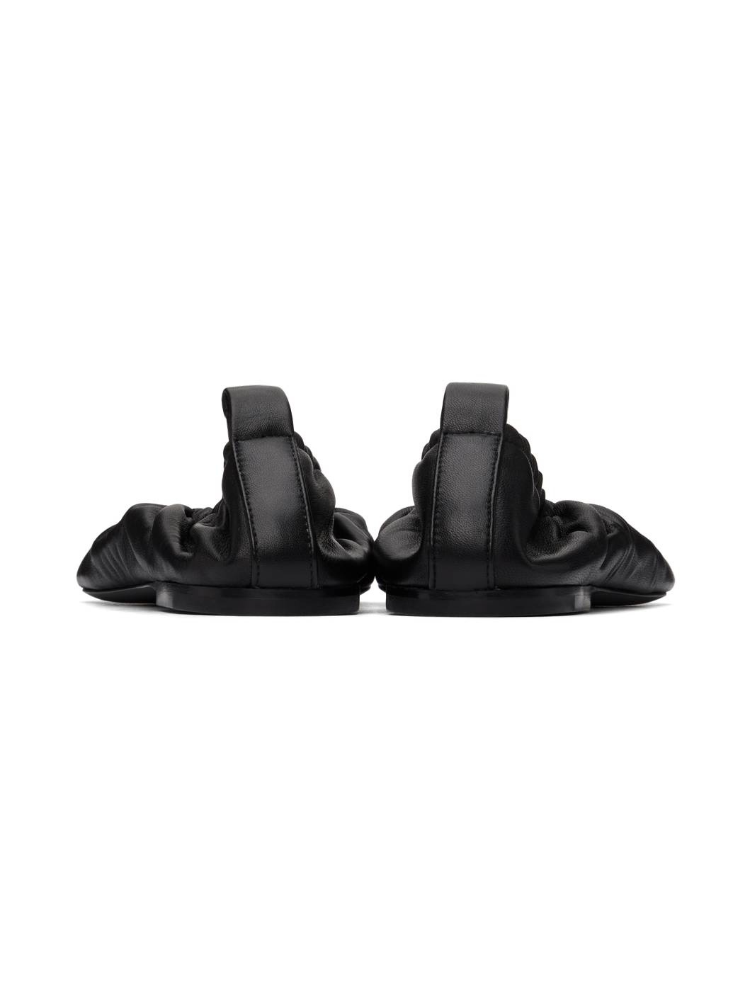 Black Gathered Ballerina Flats - 2