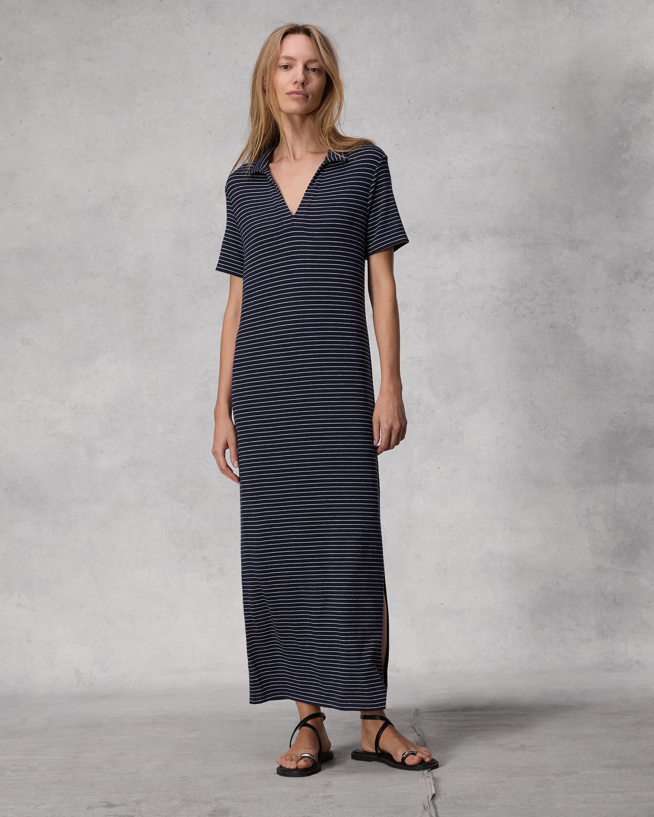 The Knit Striped Polo Dress
Midi - 1