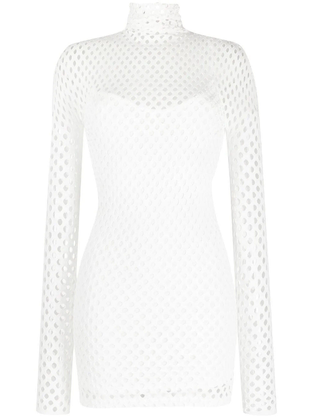 mesh-overlay long-sleeve minidress - 1