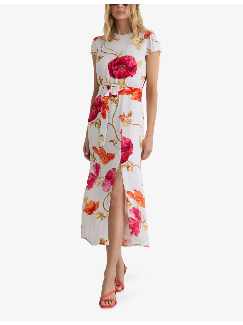 REISS Lyra Floral-Print Crepe Midi Dress outlook