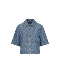 FENDI 'ff' Chambray Denim Crop Zip Jacket | italist | REVERSIBLE