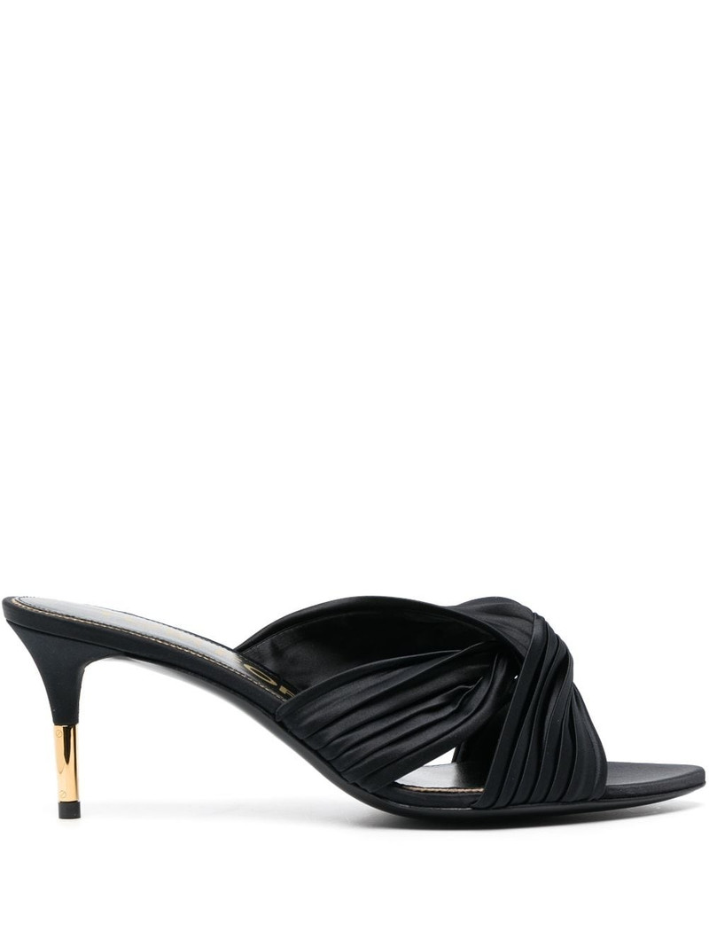 knot-detail 75mm pleated mules 1