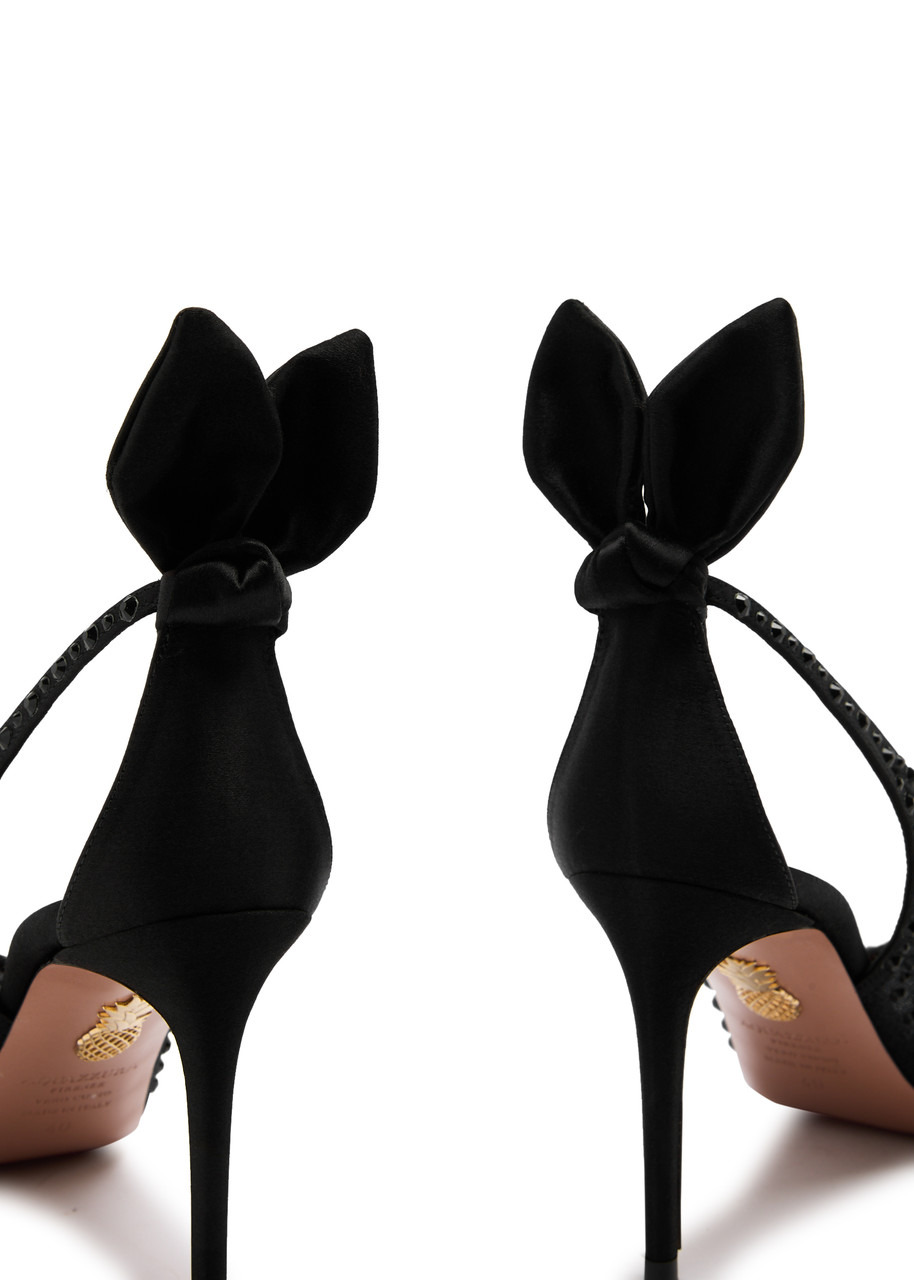 Aquazzura Bow Tie 85 Crystal-embellished Tulle Pumps - 4