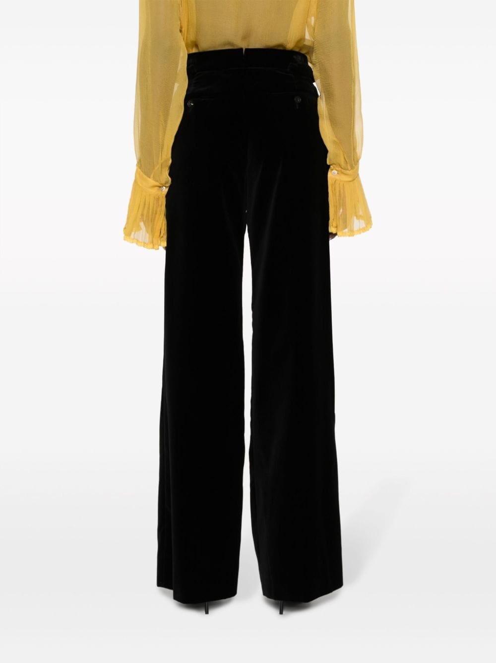 high-waist wide-leg velvet trousers - 4