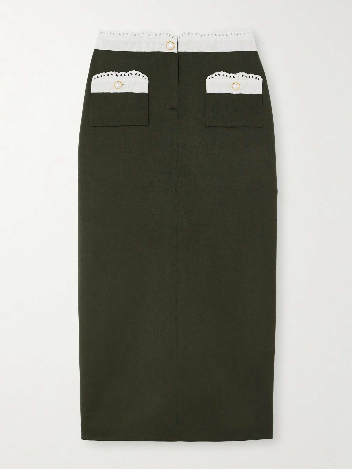Broderie anglaise-trimmed wool midi skirt - 1