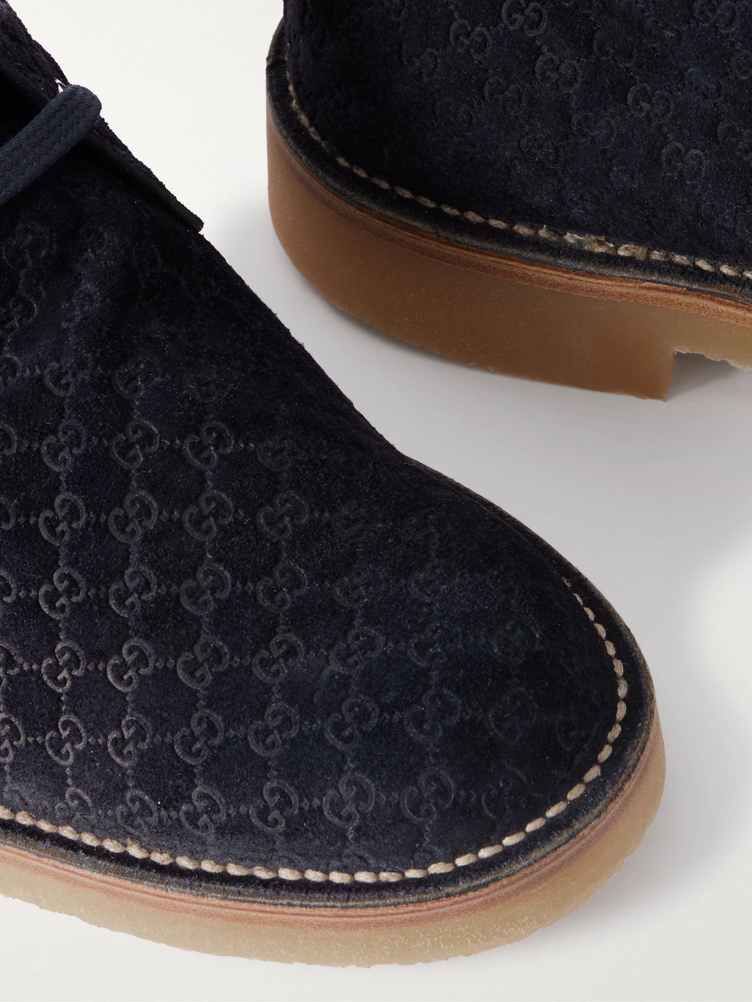 New Moreau Logo-Debossed Suede Desert Boots Blue - 5