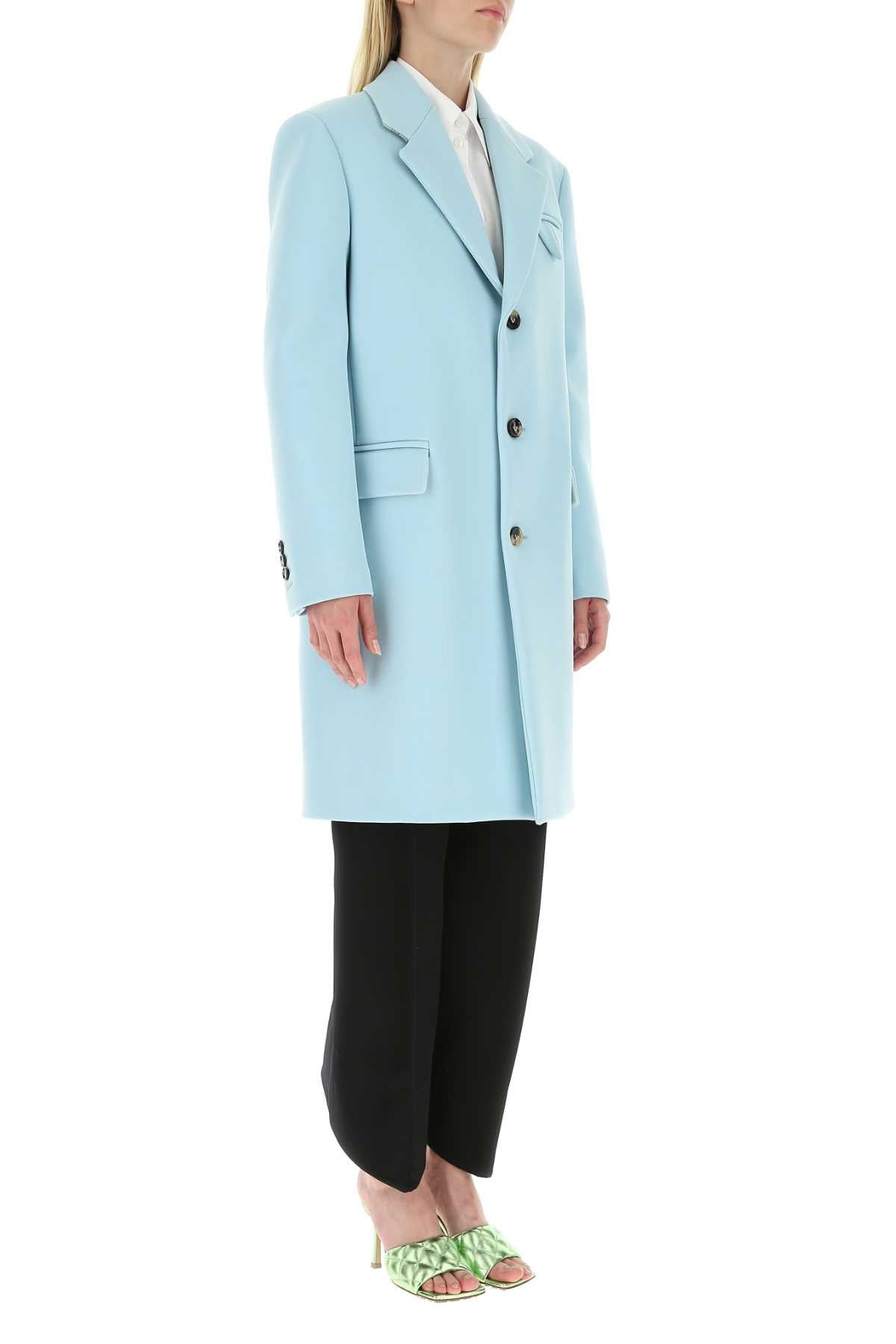 Bottega Veneta Women Pastel Light-Blue Tricotine Coat - 3