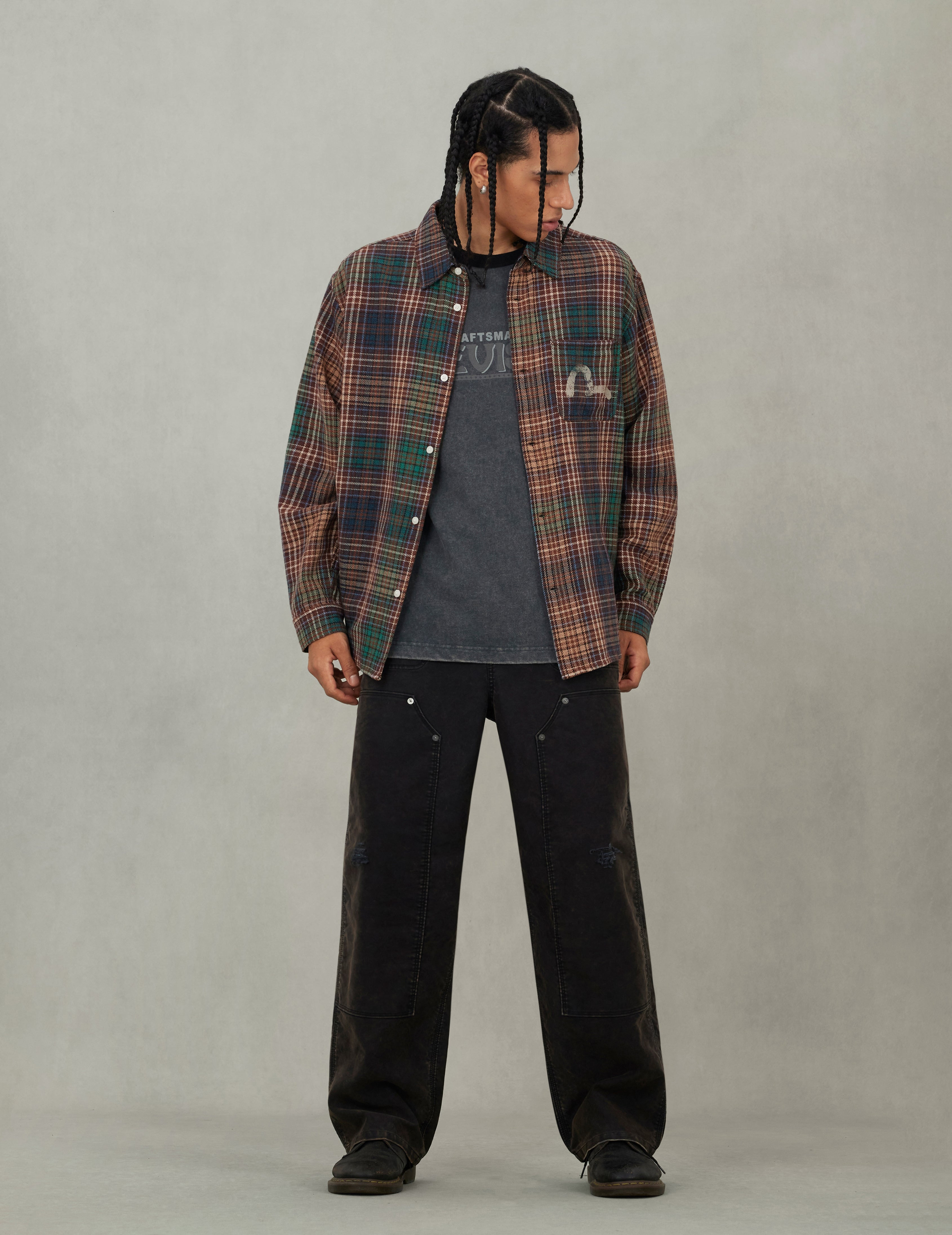 Seagull Print Regular Fit Flannel Check Shirt - 5