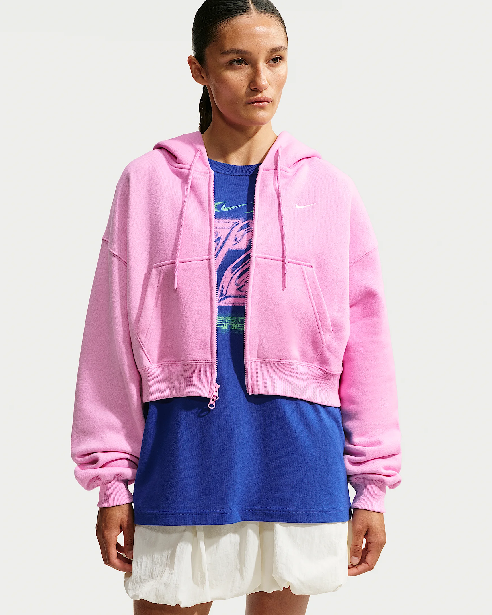 Nike Studio Fleece Medium Weight Women's Oversized Full-Zip Cropped Hoodie - 1