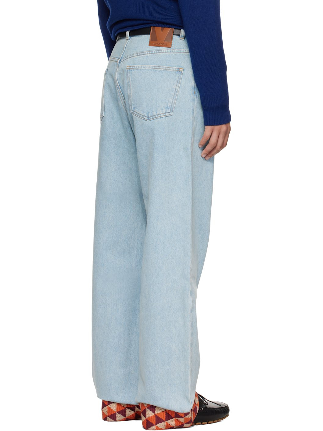 Blue Jacquard Hem Jeans - 3