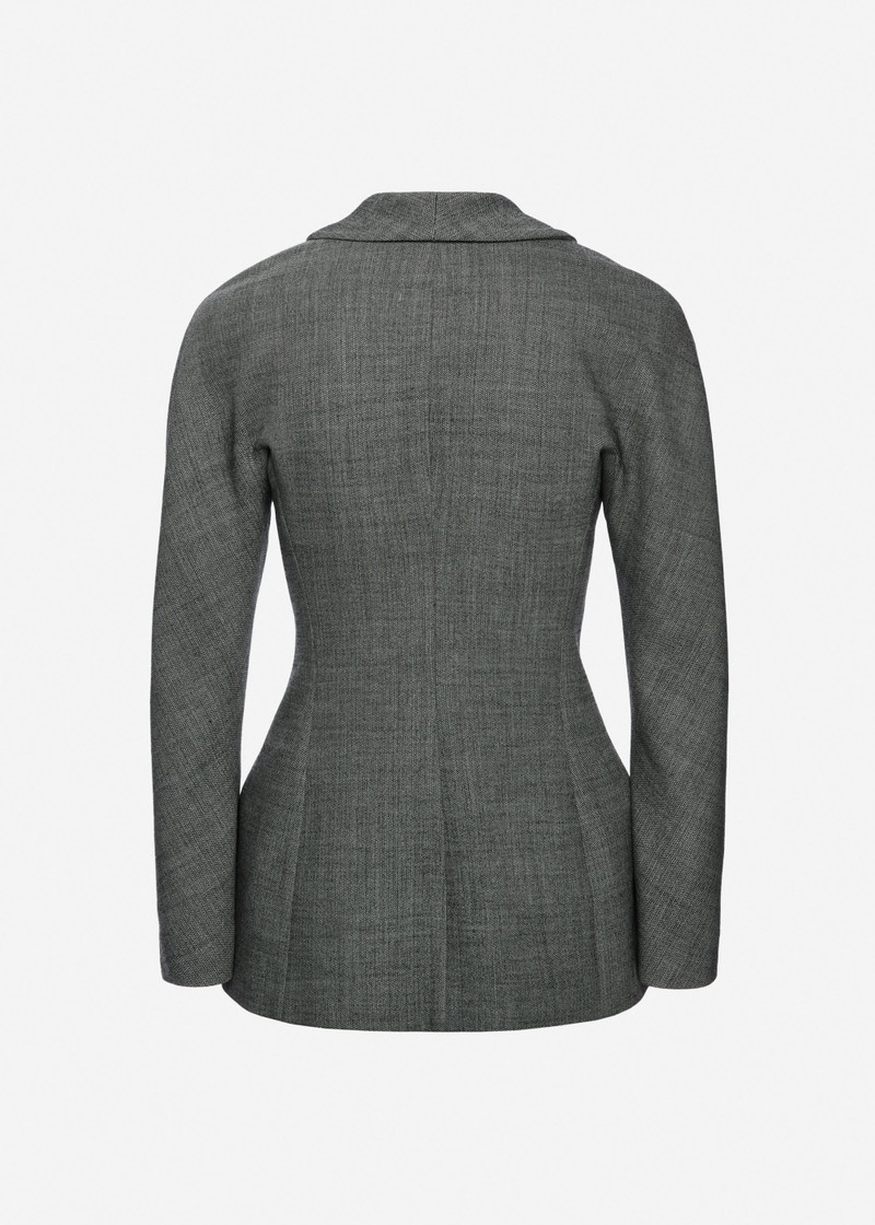 Draped wool blazer in grey 2