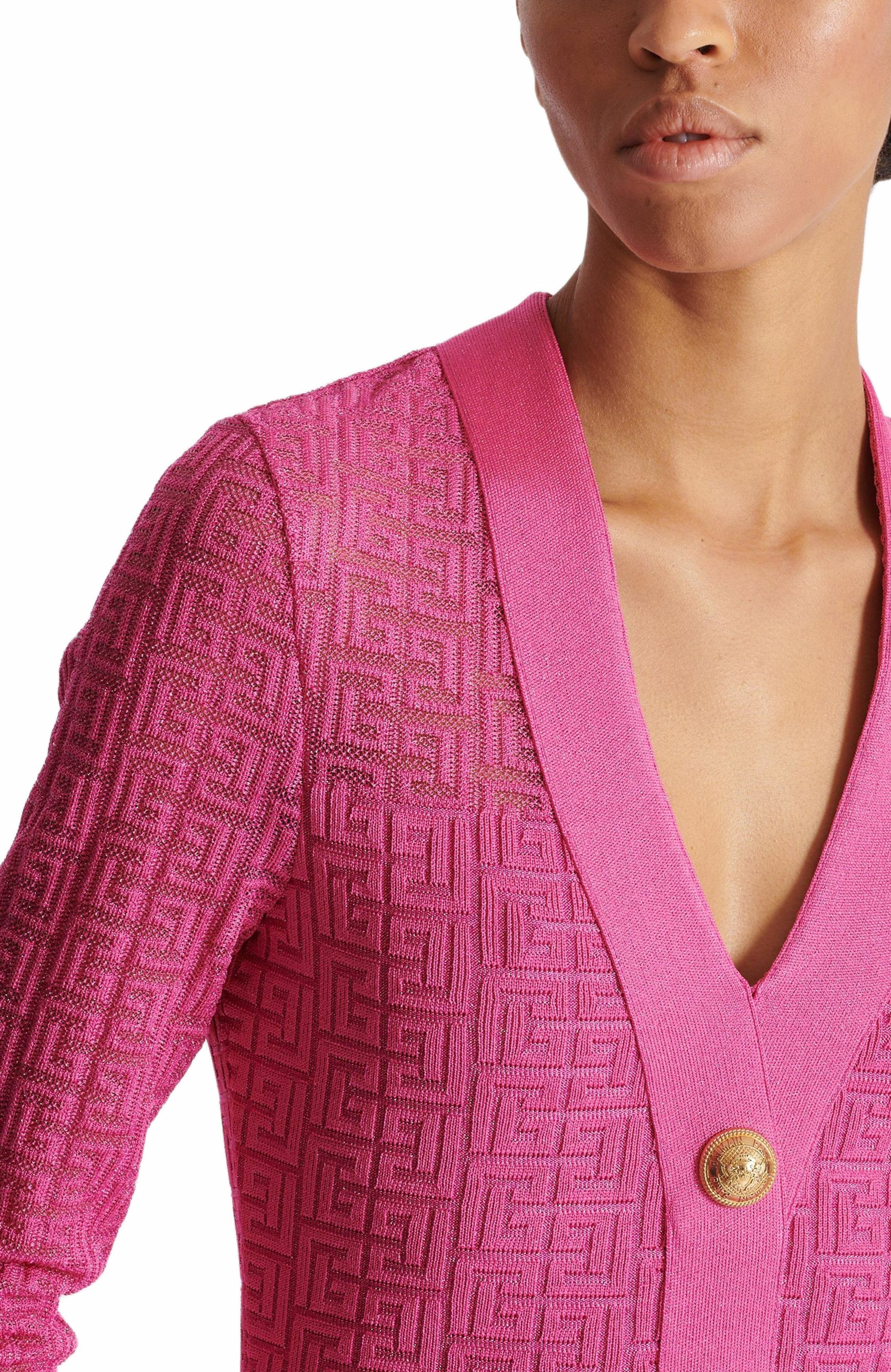 Balmain Monogrammed knit dress in Pink at Nordstrom - 7