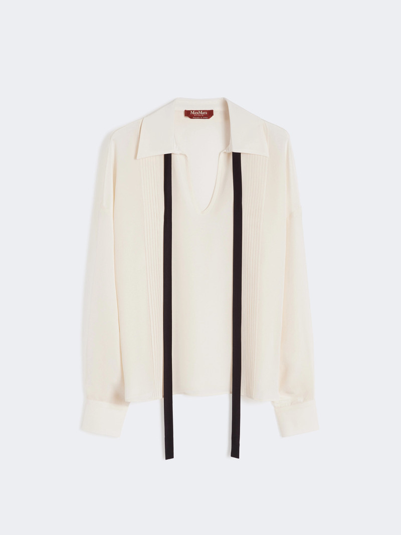 COLONO Silk blouse with bow tie - BEIGE 1